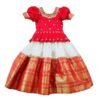 Wihte Button Readymade Baby Girl Jacquard Lehenga Choli | Elegant South Indian Pattu Pavadai Style