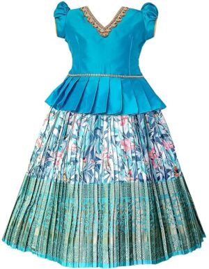 Girl's Silk Readymade Traditional Lehenga Choli with- Stone Work Pattu Pavadai Set