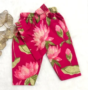 Bold Pink Lotus Print Cotton Co-Ord Set
