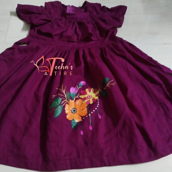 Hand Painted Baby Dress – For 1 to 2 Year’s Baby – Pure Cotton