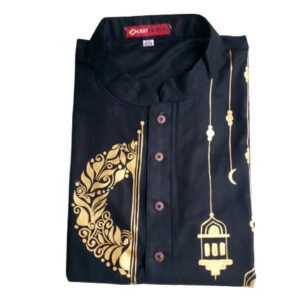 Hand Painted Aarong Cotton Panjabi – Black